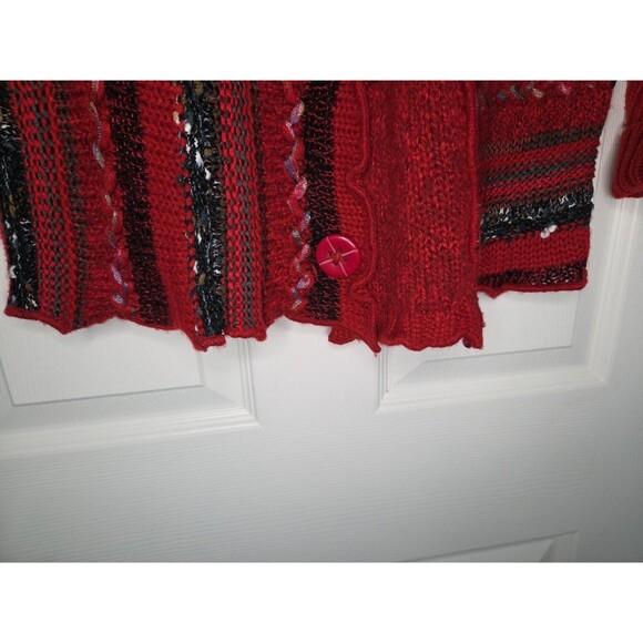 Coldwater Creek Red Patchwork Cardigan XL Teacher Christmas Party Vibes - Picture 5 of 7